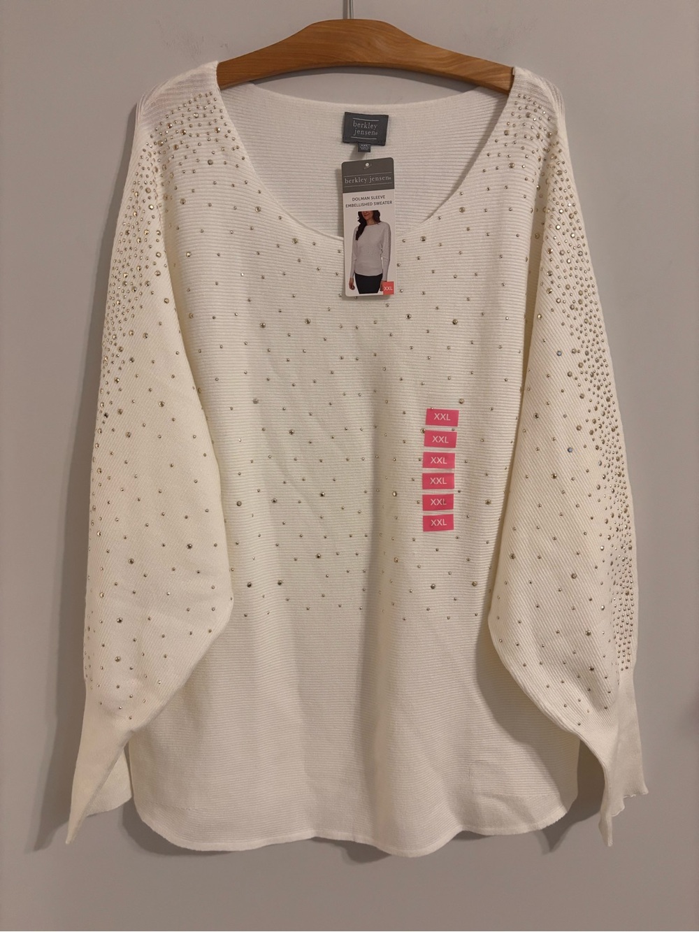 Berkley Jensen NWT Embellished Long Sleeve Dolman Sweater